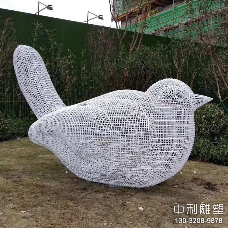 不銹鋼網格抽象鴿子雕塑小區園林擺件