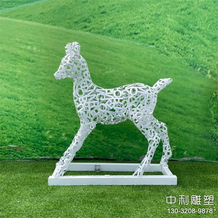 不銹鋼鏤空鹿動物城市廣場雕塑